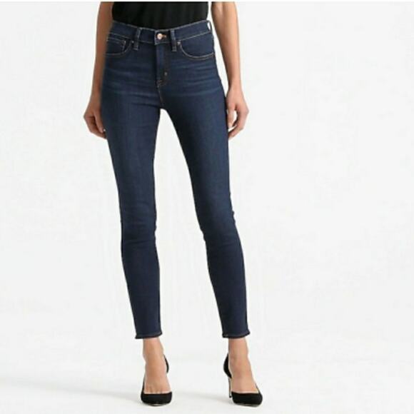 NWT J.Crew 9" High Rise Toothpick Jeans Dark Wash Blue Stretch Denim Size 24 - Picture 1 of 13